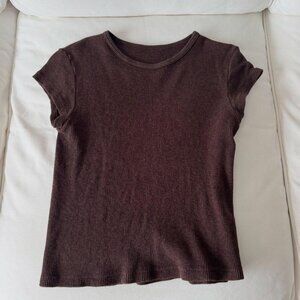 Brandy Melville baby tee in brown waffle material